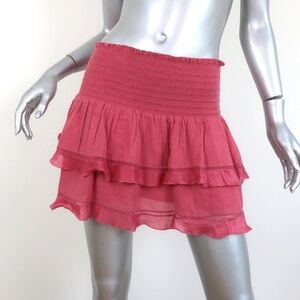 Pink Isabel Marant Smocked Ruffle Skirt